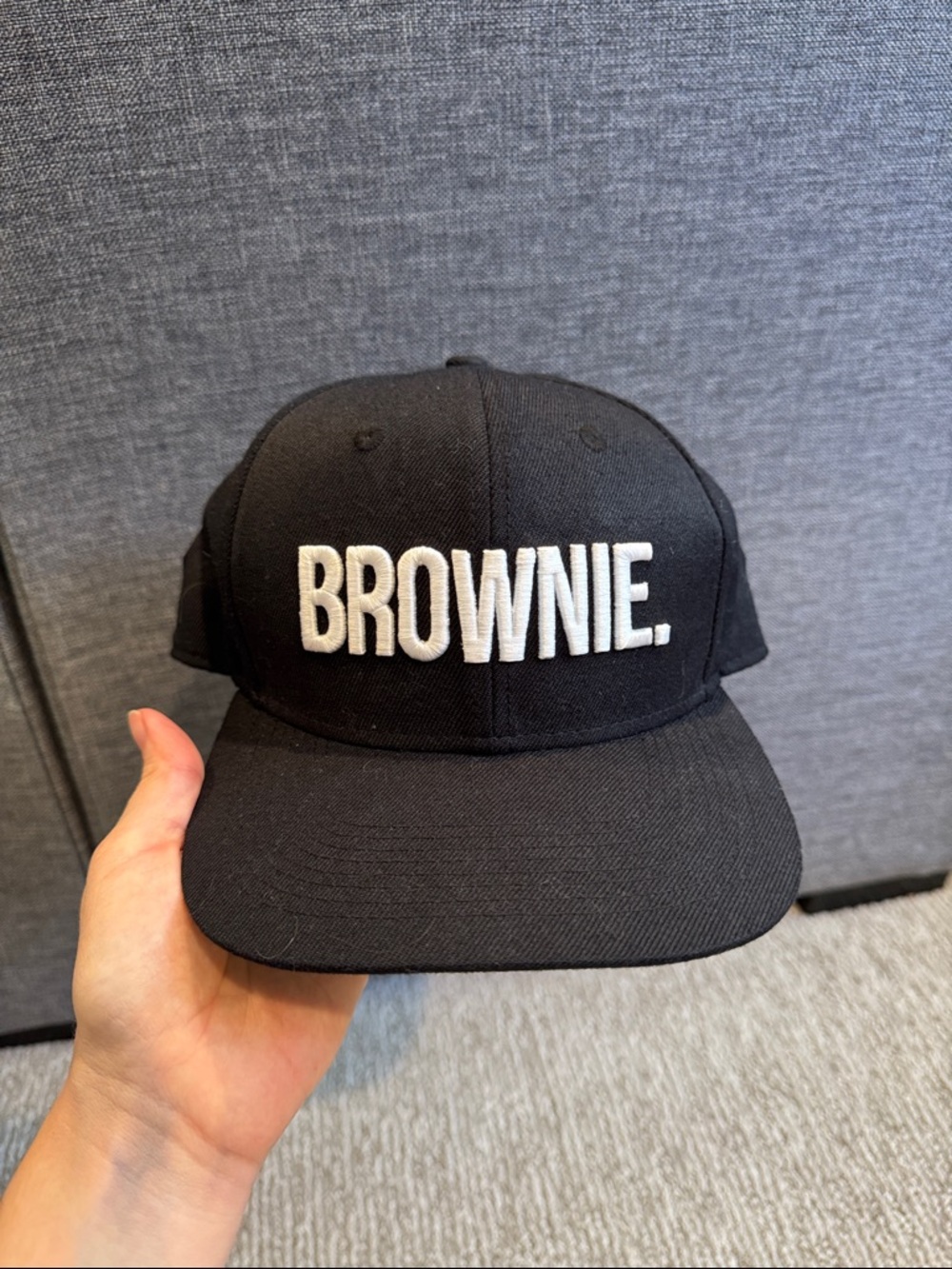 Black Unisex Snapback Hat Cap Brownie Embroidery